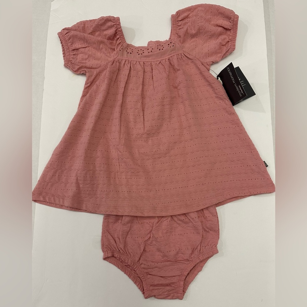 Modern Moments Baby Girl Puff Sleeve Dress and Diaper Cover, 2-Piece, 18 Months